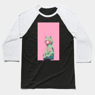 Pink And Green Frog Shonen Anime Girl Baseball T-Shirt